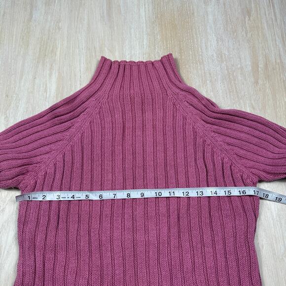 VTG Herman Geist Pink Mock Neck Ribbed Knit Slim Fit Casual Pullover Sweater LG - Picture 7 of 14